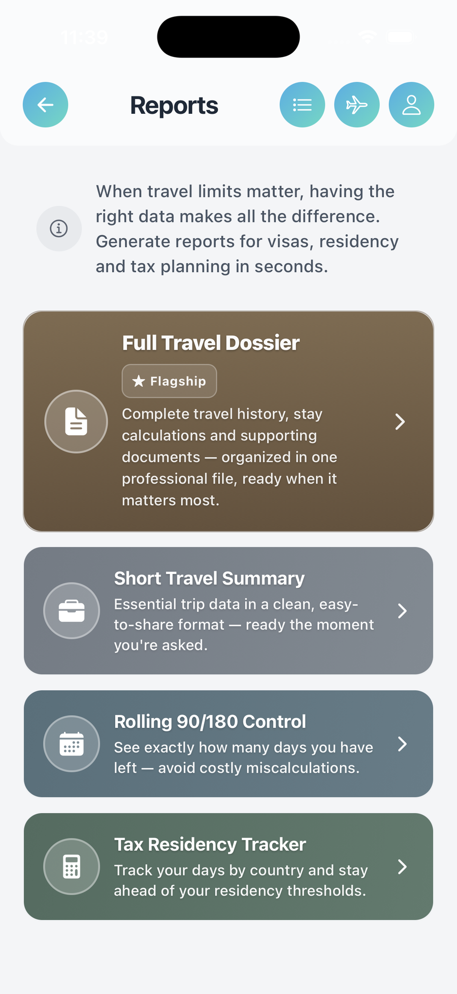 LumoTravel compliance reports — tax, visa and residency proof in PDF
